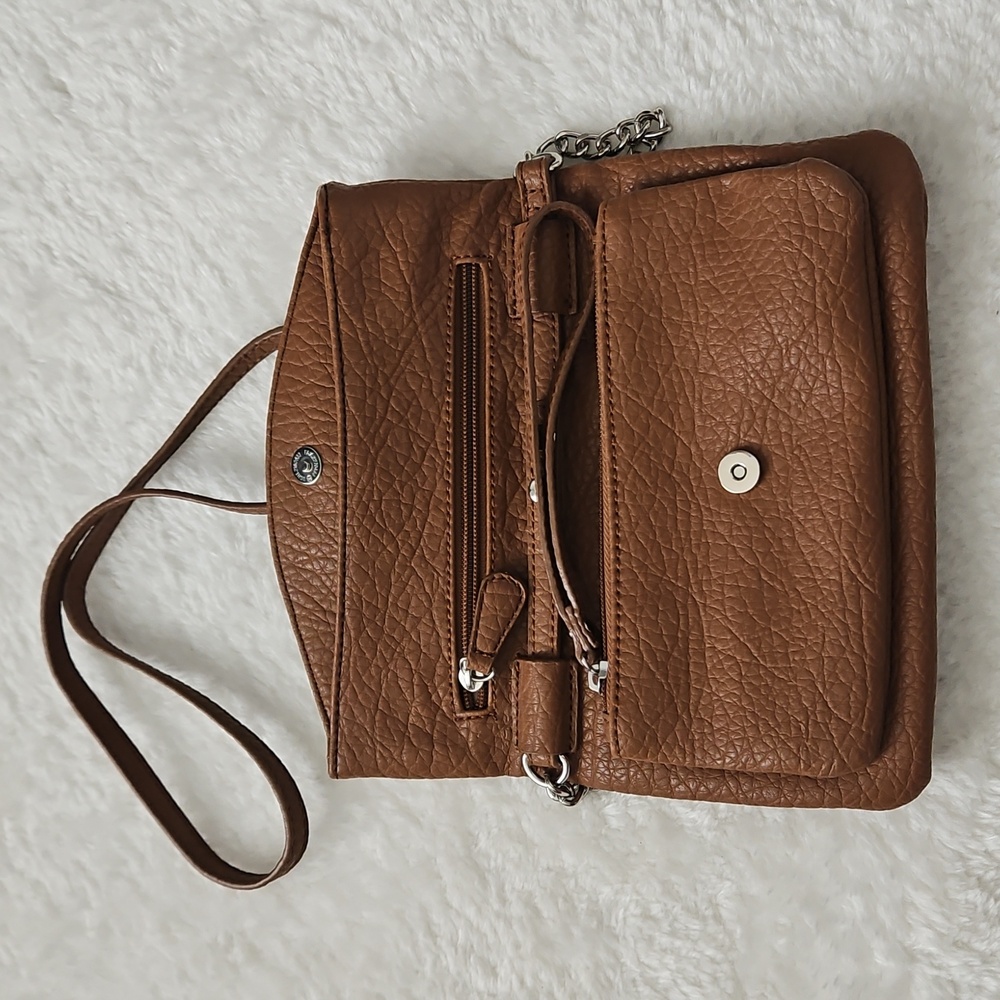 Nine West Crossbody Purse Convertible Wristlet Bag Brown Detachable Strap - Picture 4 of 12